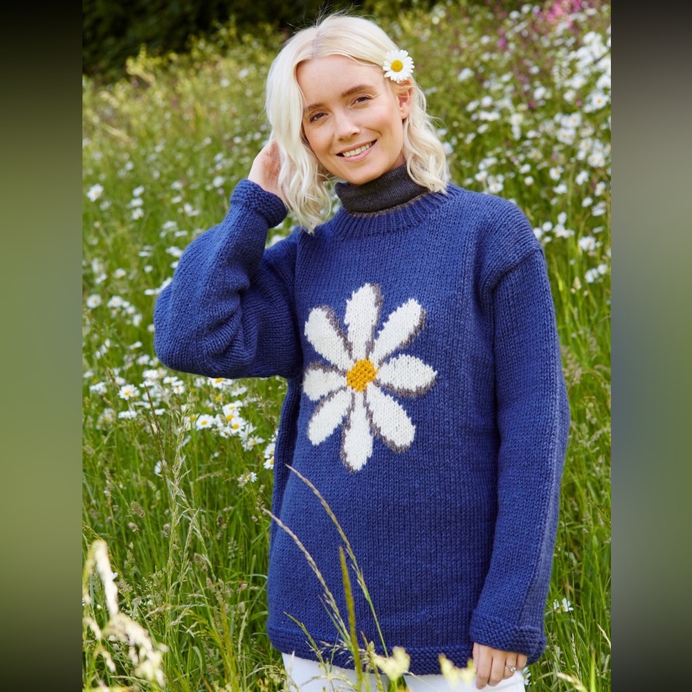Pachamama Blue Daisy Wool Sweater